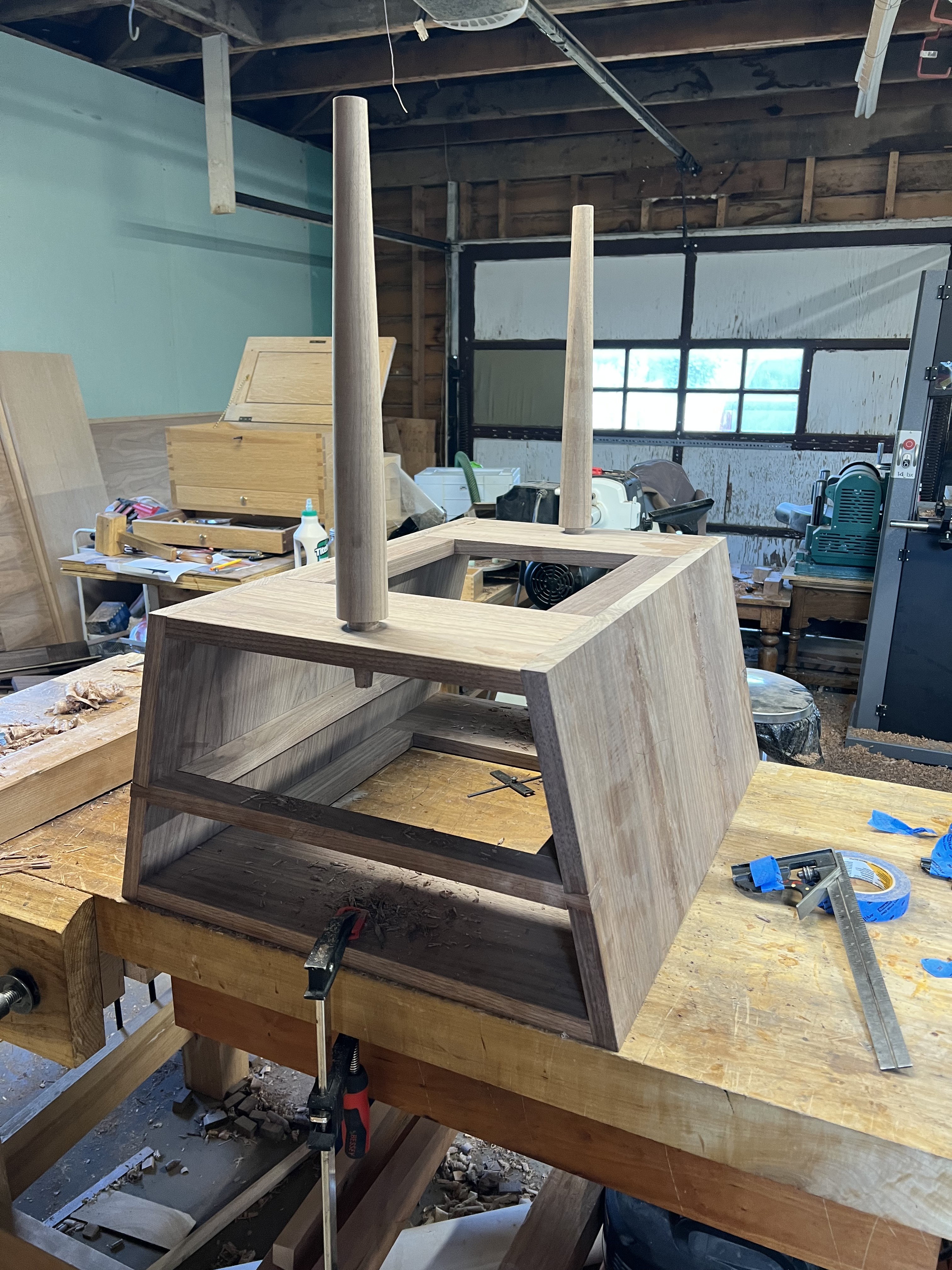 Boring leg mortises